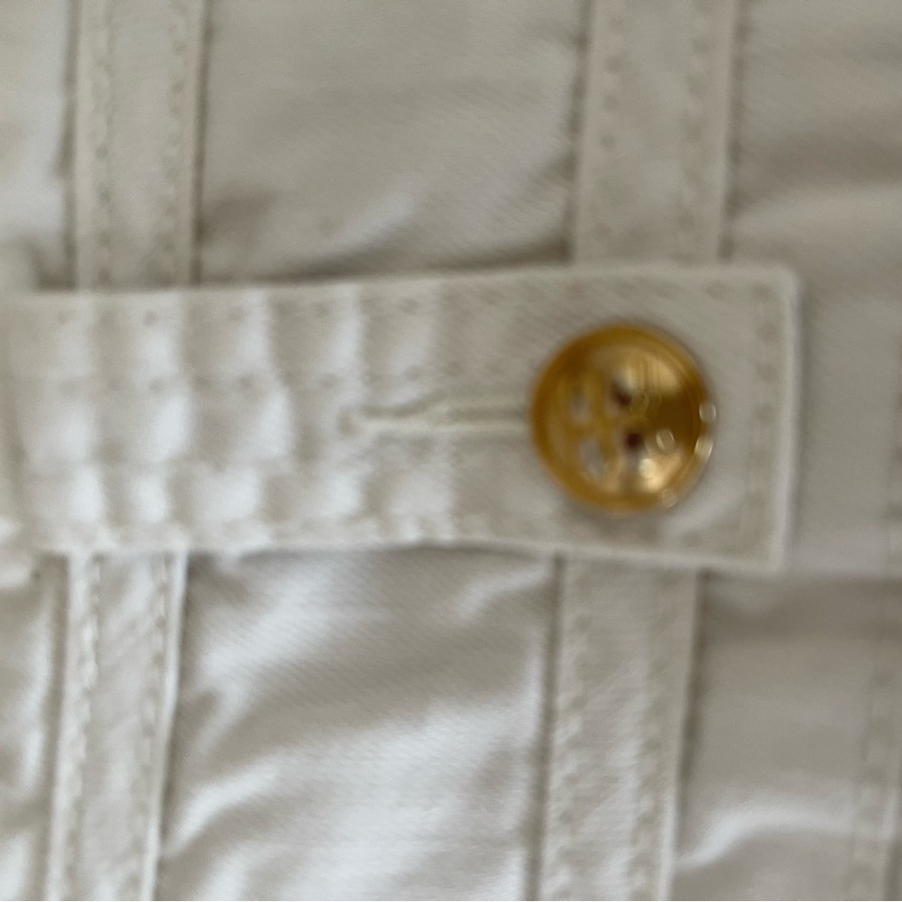 White denim short skirt.